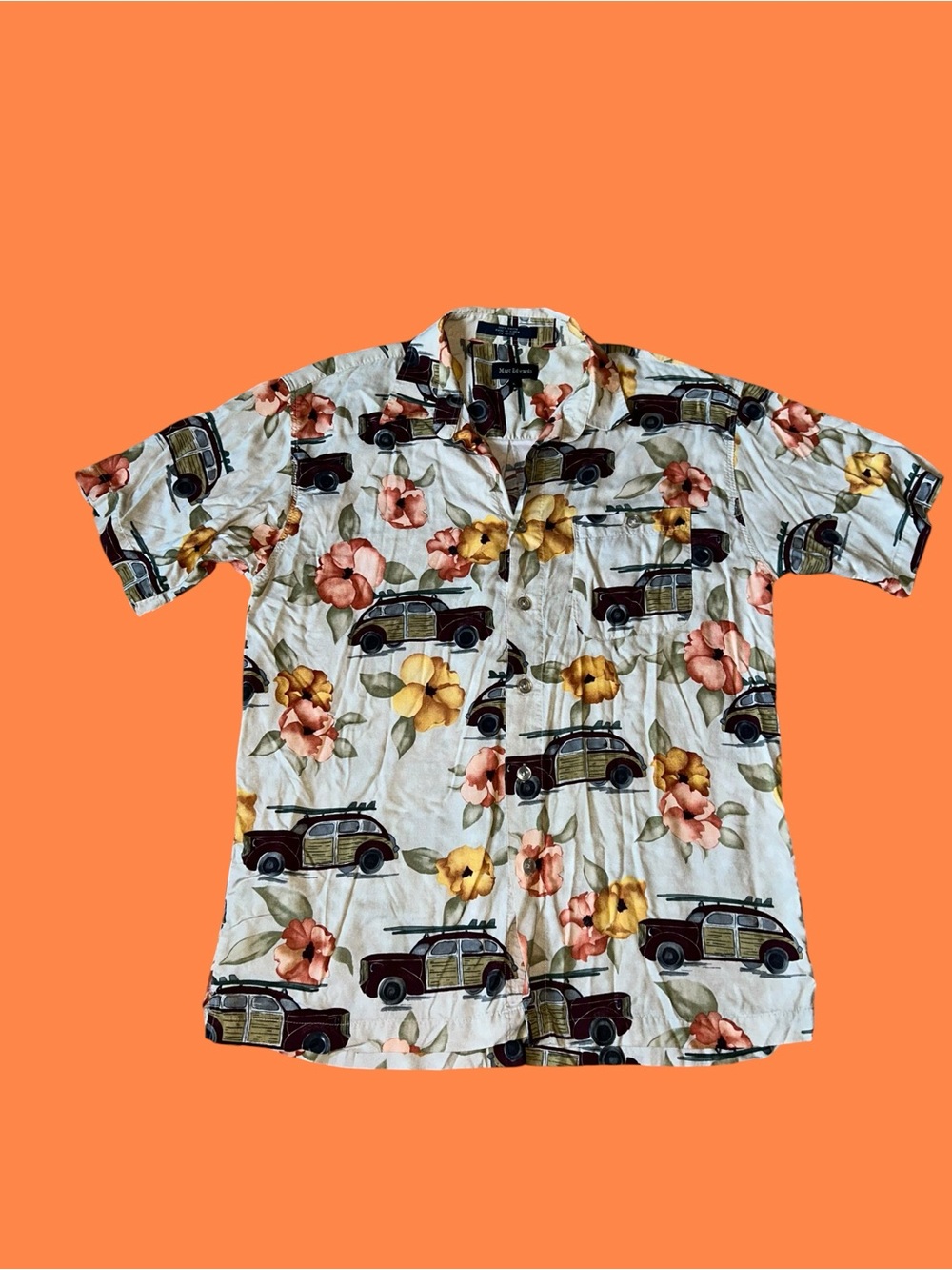Vintage 90s Marc Edwards Hawaiian Button Down Shirt Size Large  100% Rayon Korea